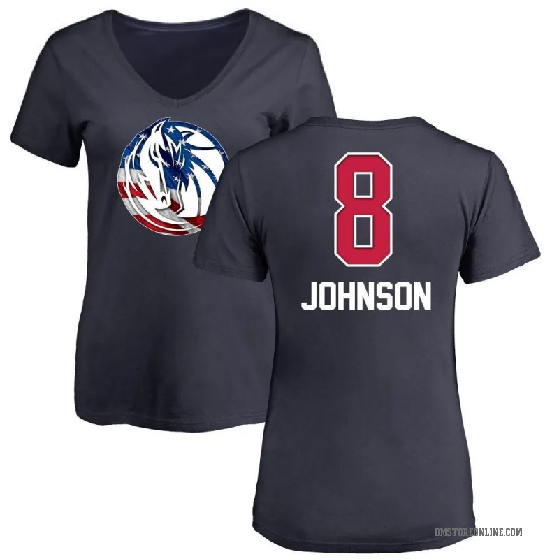 AJ Johnson Women's Navy Dallas Mavericks Name and Number Banner Wave V-Neck T-Shirt