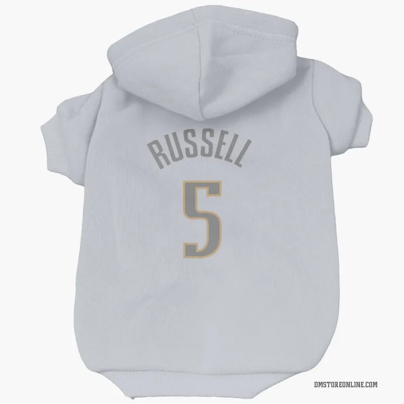 D'Angelo Russell  White Dallas Mavericks  Gray Cat & Dog Pet Hoodie