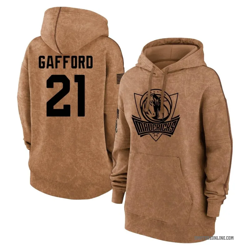 Daniel Gafford Women's Brown Dallas Mavericks 2023 Salute to Service Pullover Hoodie