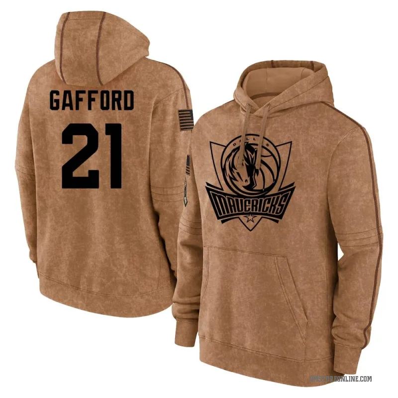 Daniel Gafford Youth Brown Dallas Mavericks 2023 Salute to Service Club Pullover Hoodie