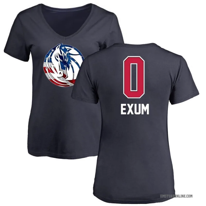 Dante Exum Women's Navy Dallas Mavericks Name and Number Banner Wave V-Neck T-Shirt