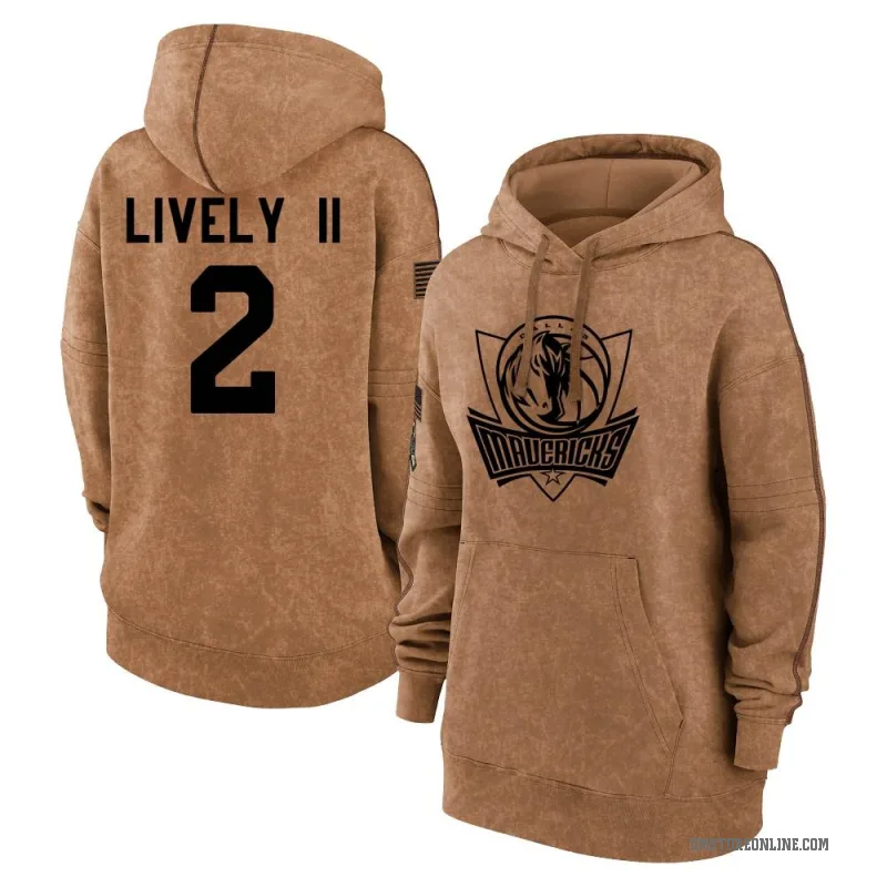 Dereck Lively II Women's Brown Dallas Mavericks 2023 Salute to Service Pullover Hoodie
