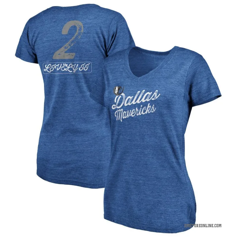 Dereck Lively II Women's Royal Dallas Mavericks Sideline V-Neck T-Shirt