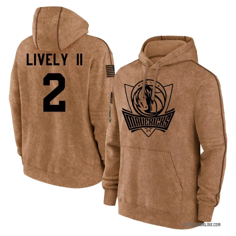 Dereck Lively II Youth Brown Dallas Mavericks 2023 Salute to Service Club Pullover Hoodie