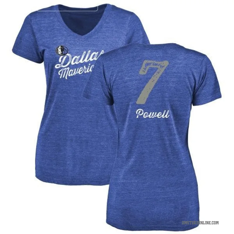 Dwight Powell Women's Royal Dallas Mavericks Sideline V-Neck T-Shirt