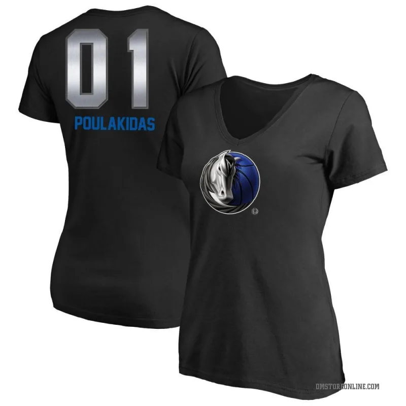 John Poulakidas Women's Black Dallas Mavericks Midnight Mascot T-Shirt
