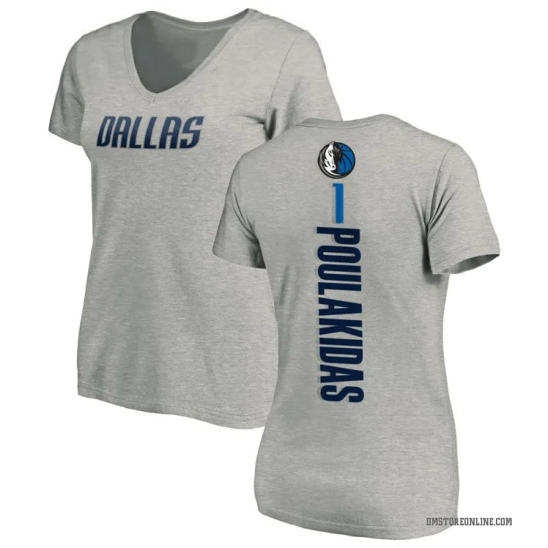 John Poulakidas Women's Dallas Mavericks Ash Backer T-Shirt