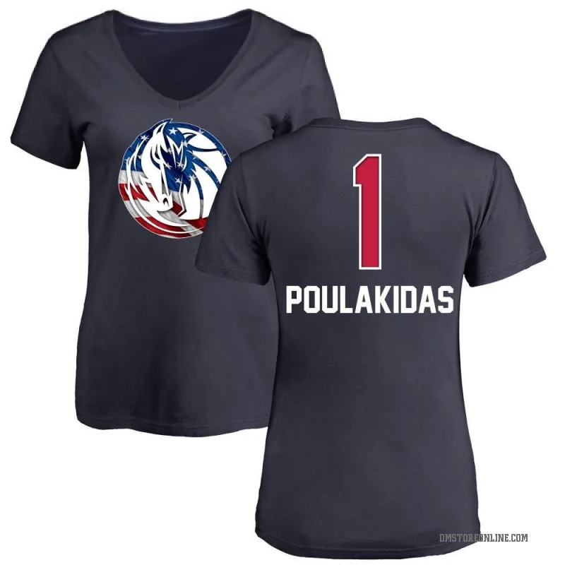 John Poulakidas Women's Navy Dallas Mavericks Name and Number Banner Wave V-Neck T-Shirt