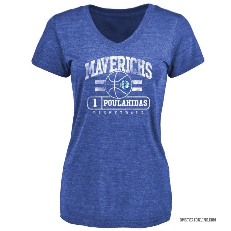 John Poulakidas Women's Royal Dallas Mavericks Baseline T-Shirt