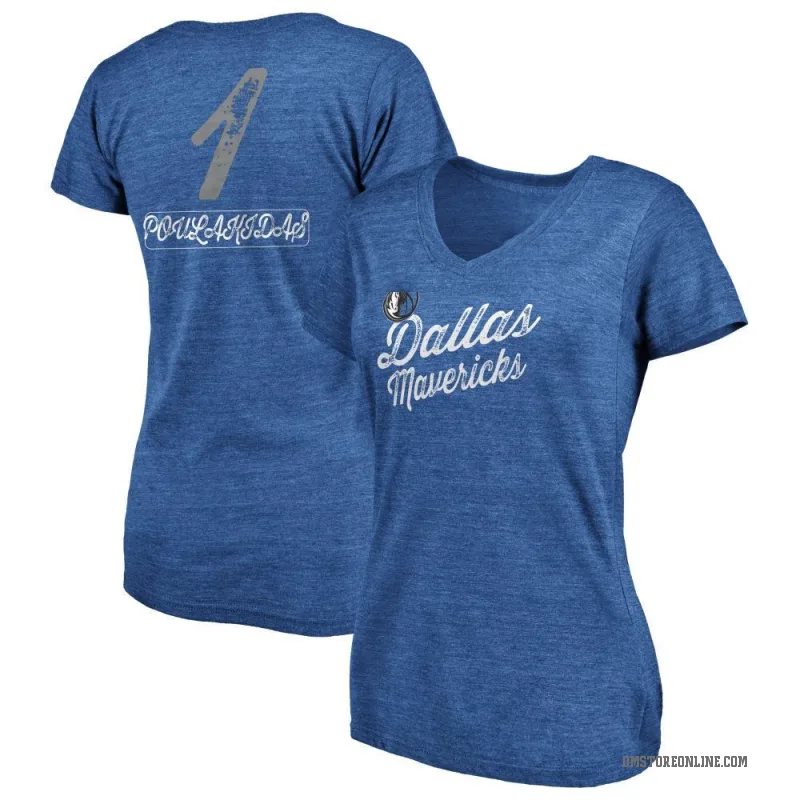 John Poulakidas Women's Royal Dallas Mavericks Sideline V-Neck T-Shirt