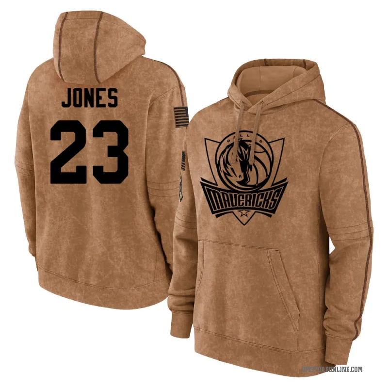 Kai Jones Men's Brown Dallas Mavericks 2023 Salute to Service Club Pullover Hoodie
