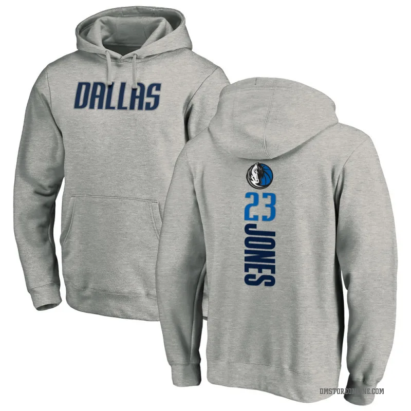 Kai Jones Men's Dallas Mavericks Branded Ash Backer Pullover Hoodie