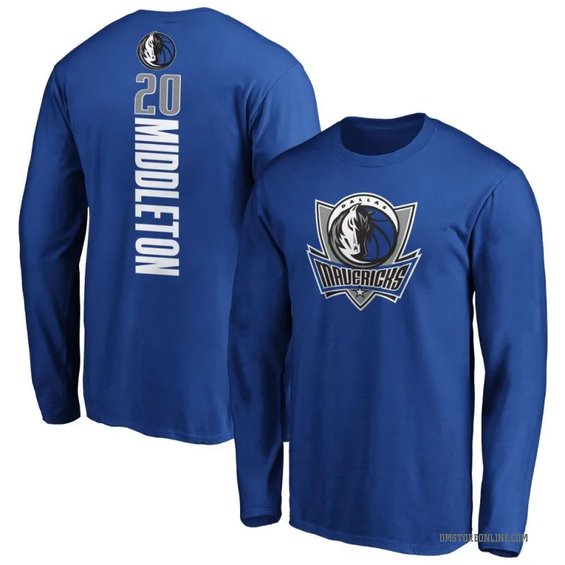 Khris Middleton Men's Royal Dallas Mavericks Backer Long Sleeve T-Shirt
