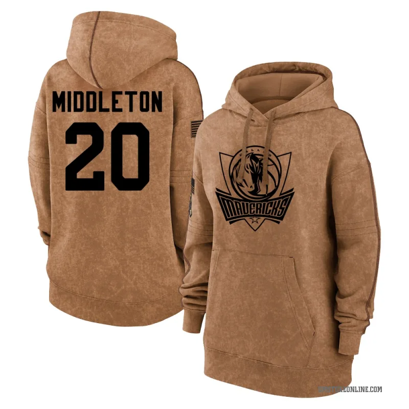 Khris Middleton Women's Brown Dallas Mavericks 2023 Salute to Service Pullover Hoodie