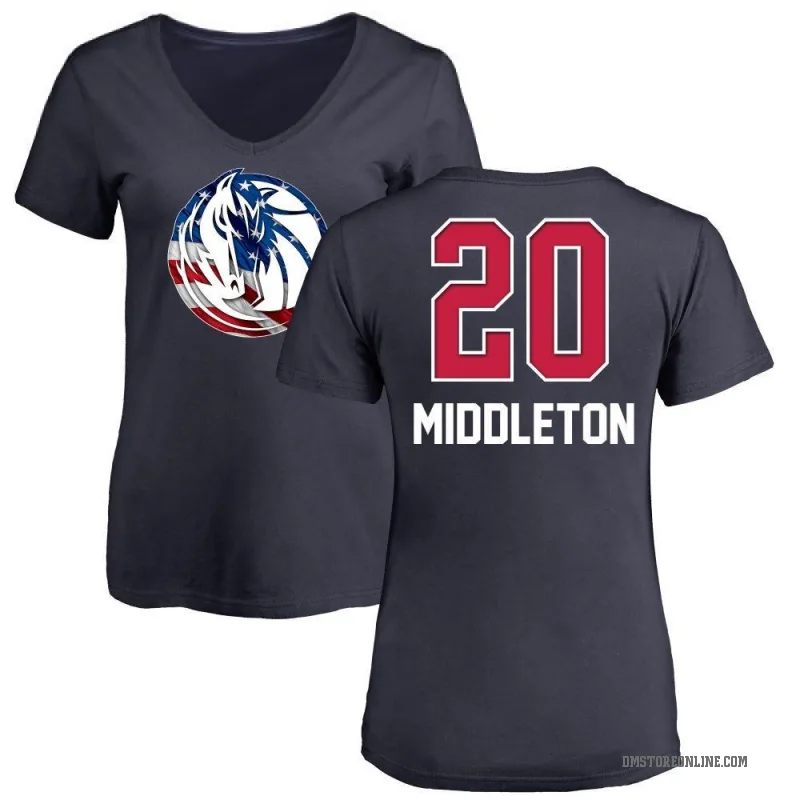 Khris Middleton Women's Navy Dallas Mavericks Name and Number Banner Wave V-Neck T-Shirt