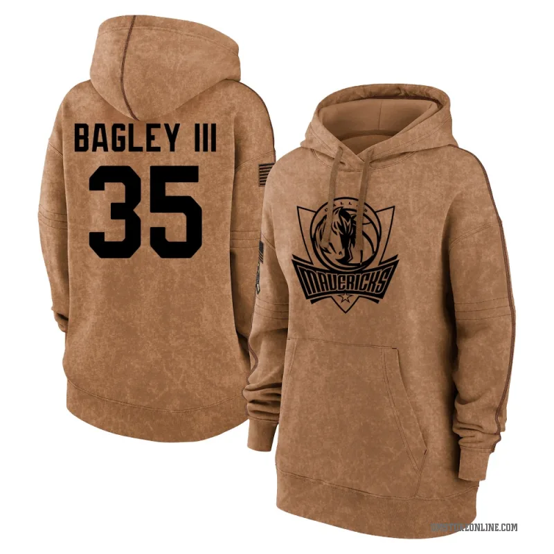 Marvin Bagley III Women's Brown Dallas Mavericks 2023 Salute to Service Pullover Hoodie