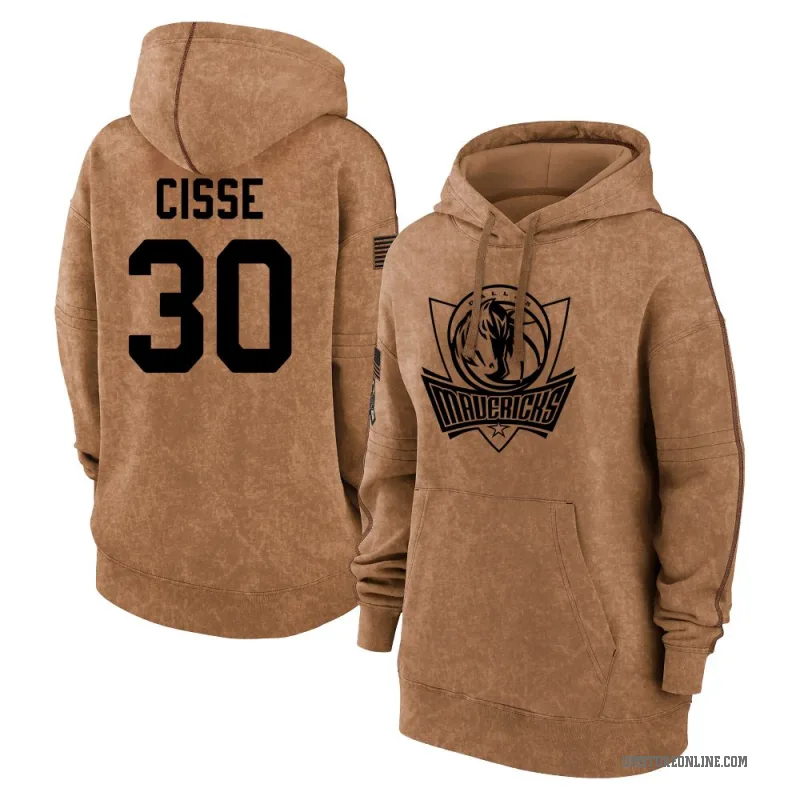 Moussa Cisse Women's Brown Dallas Mavericks 2023 Salute to Service Pullover Hoodie