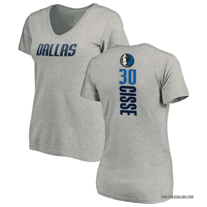 Moussa Cisse Women's Dallas Mavericks Ash Backer T-Shirt