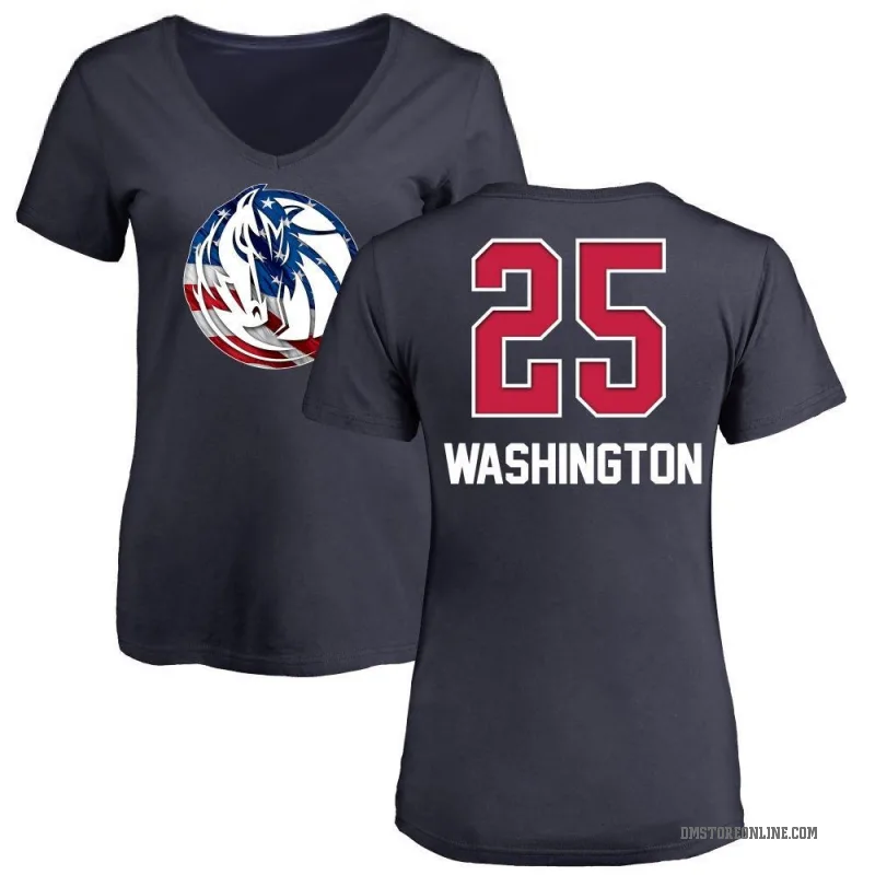 P.J. Washington Women's Navy Dallas Mavericks Name and Number Banner Wave V-Neck T-Shirt