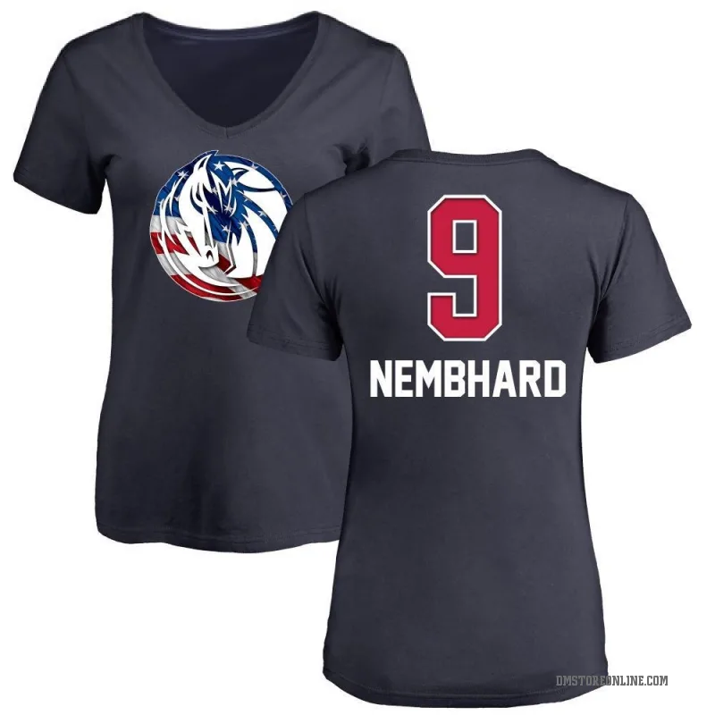Ryan Nembhard Women's Navy Dallas Mavericks Name and Number Banner Wave V-Neck T-Shirt