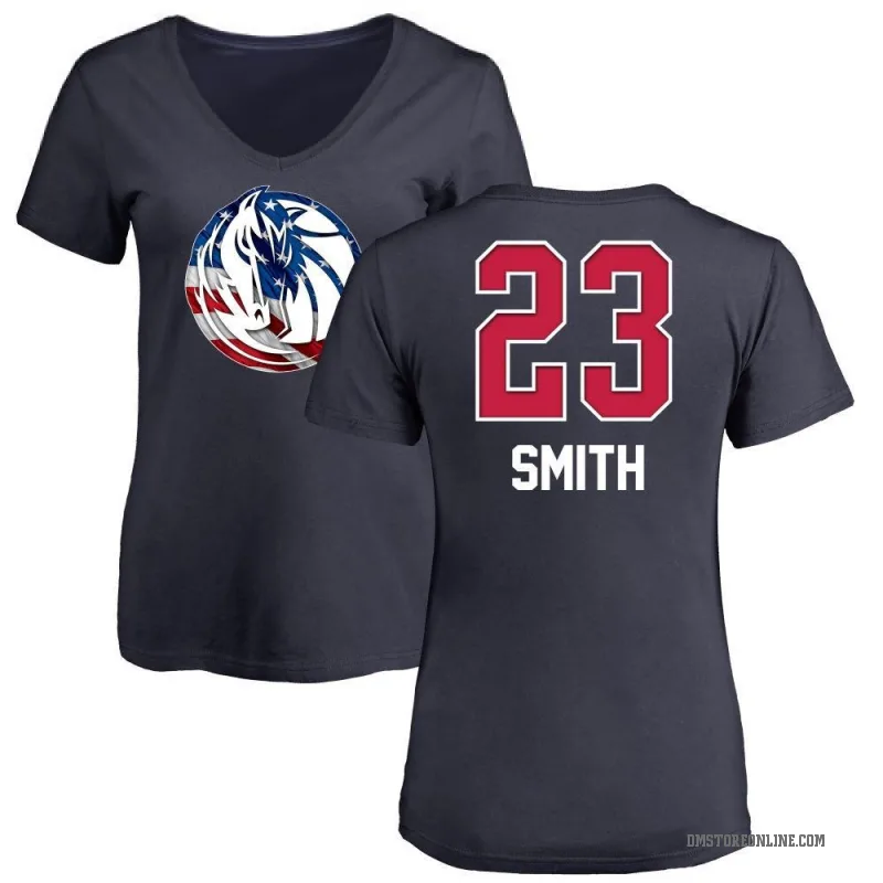 Tyler Smith Women's Navy Dallas Mavericks Name and Number Banner Wave V-Neck T-Shirt